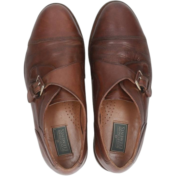 Bostonian ELEMENTS Straight Tip Monk Strap Shoes, Made in USA, Size 8 1/2M Men's 26.5cm genuine leather brown type Vintage Second Hand
