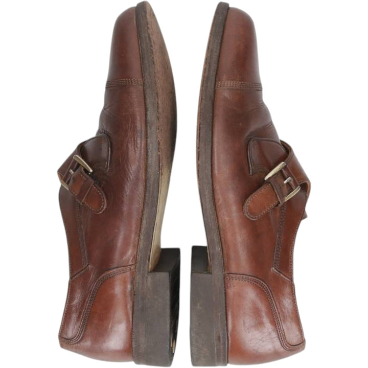 Bostonian ELEMENTS Straight Tip Monk Strap Shoes, Made in USA, Size 8 1/2M Men's 26.5cm genuine leather brown type Vintage Second Hand