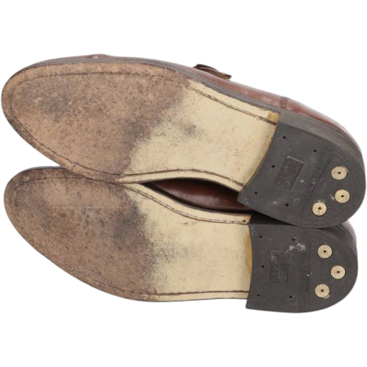Bostonian ELEMENTS Straight Tip Monk Strap Shoes, Made in USA, Size 8 1/2M Men's 26.5cm genuine leather brown type Vintage Second Hand
