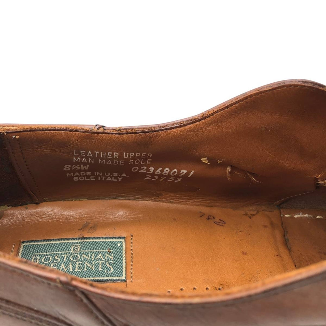 Bostonian ELEMENTS Straight Tip Monk Strap Shoes, Made in USA, Size 8 1/2M Men's 26.5cm genuine leather brown type Vintage Second Hand