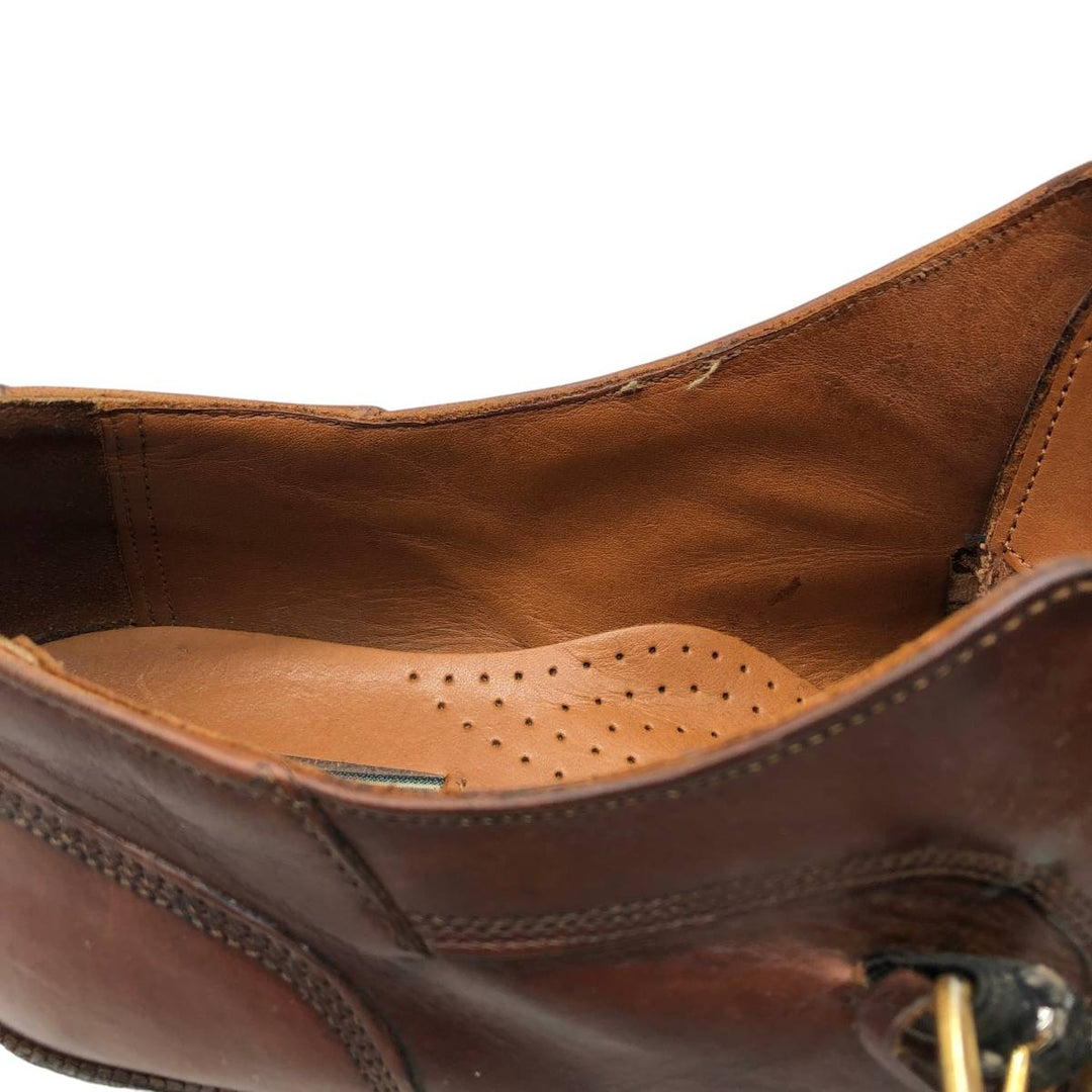 Bostonian ELEMENTS Straight Tip Monk Strap Shoes, Made in USA, Size 8 1/2M Men's 26.5cm genuine leather brown type Vintage Second Hand