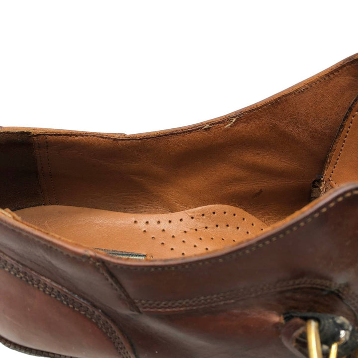Bostonian ELEMENTS Straight Tip Monk Strap Shoes, Made in USA, Size 8 1/2M Men's 26.5cm genuine leather brown type Vintage Second Hand