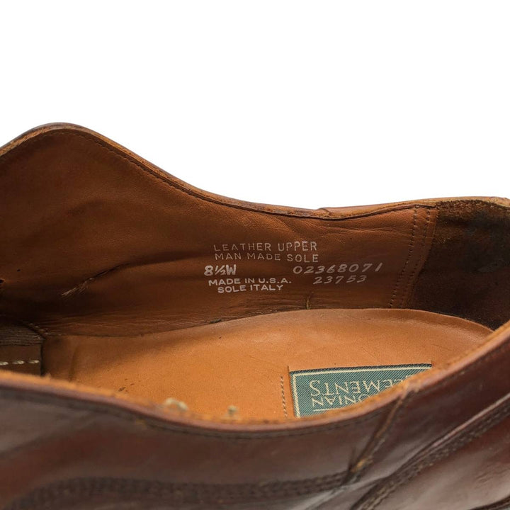 Bostonian ELEMENTS Straight Tip Monk Strap Shoes, Made in USA, Size 8 1/2M Men's 26.5cm genuine leather brown type Vintage Second Hand