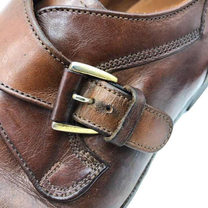 Bostonian ELEMENTS Straight Tip Monk Strap Shoes, Made in USA, Size 8 1/2M Men's 26.5cm genuine leather brown type Vintage Second Hand