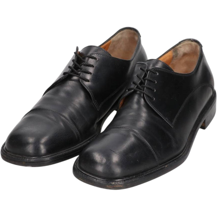 Salvatore Ferragamo STUDIO Square Toe Straight Tip Shoes, Made in Italy, Size 10 1/2D Men's 28.5cm unclear black type Vintage Second Hand
