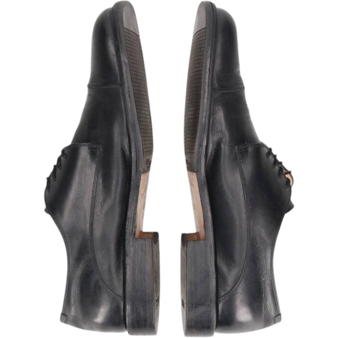 Salvatore Ferragamo STUDIO Square Toe Straight Tip Shoes, Made in Italy, Size 10 1/2D Men's 28.5cm unclear black type Vintage Second Hand