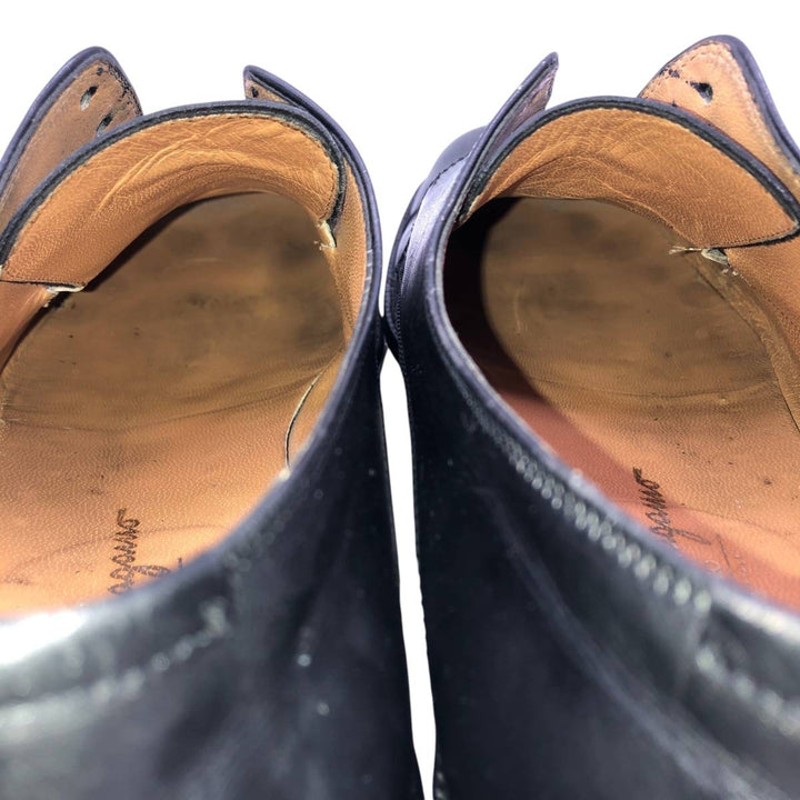Salvatore Ferragamo STUDIO Square Toe Straight Tip Shoes, Made in Italy, Size 10 1/2D Men's 28.5cm unclear black type Vintage Second Hand