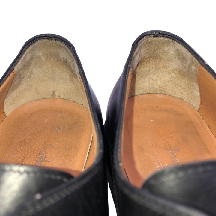 Salvatore Ferragamo STUDIO Square Toe Straight Tip Shoes, Made in Italy, Size 10 1/2D Men's 28.5cm unclear black type Vintage Second Hand