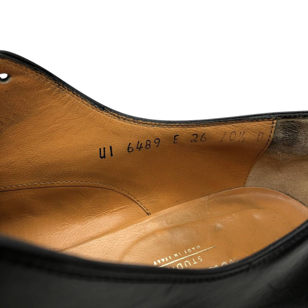 Salvatore Ferragamo STUDIO Square Toe Straight Tip Shoes, Made in Italy, Size 10 1/2D Men's 28.5cm unclear black type Vintage Second Hand