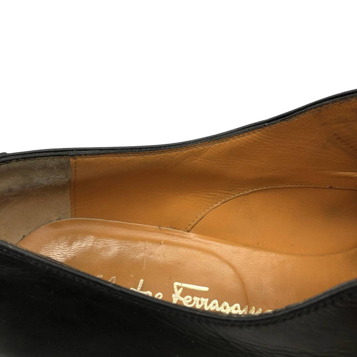 Salvatore Ferragamo STUDIO Square Toe Straight Tip Shoes, Made in Italy, Size 10 1/2D Men's 28.5cm unclear black type Vintage Second Hand