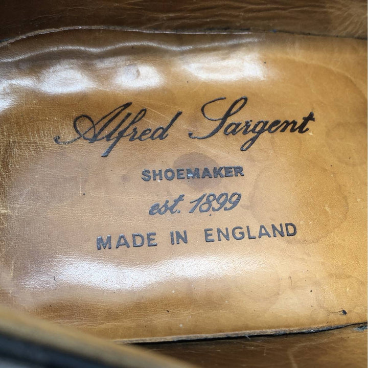 Alfred Sargent plain toe shoes, made in England, size 9 1/2 Men's 27.5cm genuine leather black type Vintage Second Hand