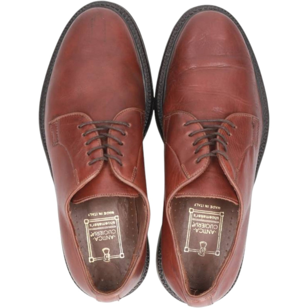 ANTICA CUOIERIA Plain Toe Shoes, Made in Italy, Size 9D Men's 26.5cm genuine leather red type reddish brown Vintage Second Hand
