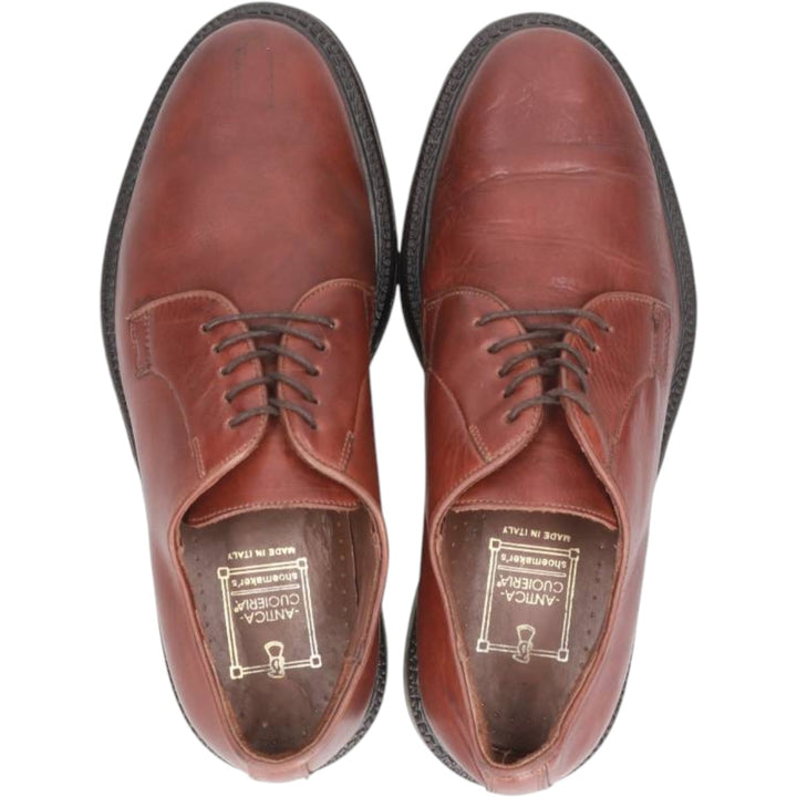 ANTICA CUOIERIA Plain Toe Shoes, Made in Italy, Size 9D Men's 26.5cm genuine leather red type reddish brown Vintage Second Hand