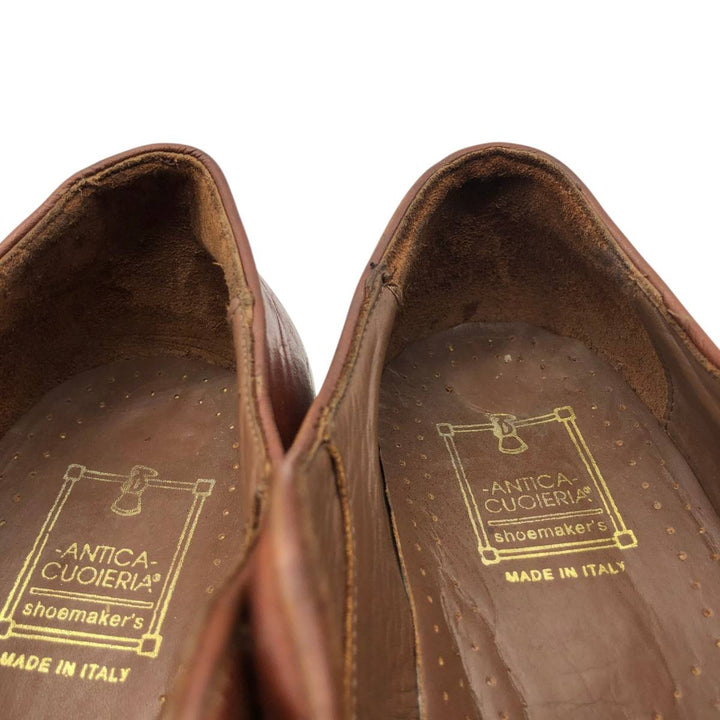 ANTICA CUOIERIA Plain Toe Shoes, Made in Italy, Size 9D Men's 26.5cm genuine leather red type reddish brown Vintage Second Hand
