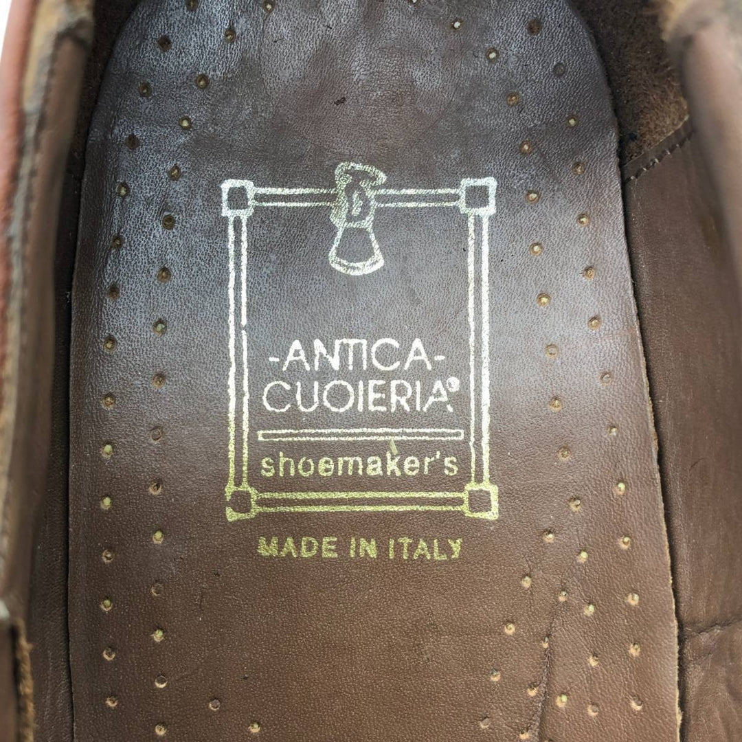 ANTICA CUOIERIA Plain Toe Shoes, Made in Italy, Size 9D Men's 26.5cm genuine leather red type reddish brown Vintage Second Hand