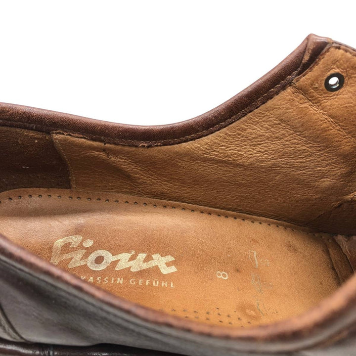 sioux plain toe shoes size 8 Men's 28.0cm genuine leather red type reddish brown Vintage Second Hand