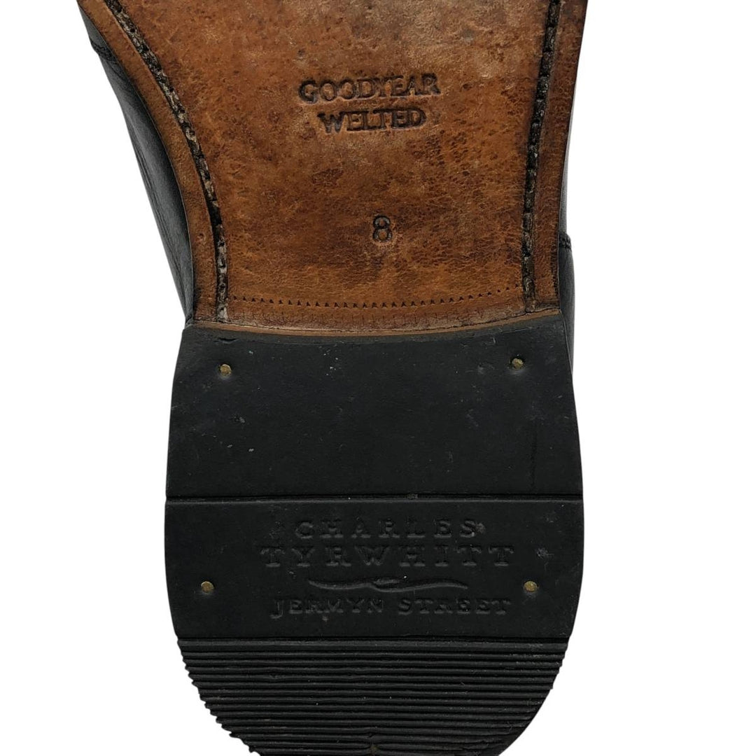 Charles Tyrwhitt U-tip shoes, size 8 Men's 26.0cm genuine leather black type Vintage Second Hand