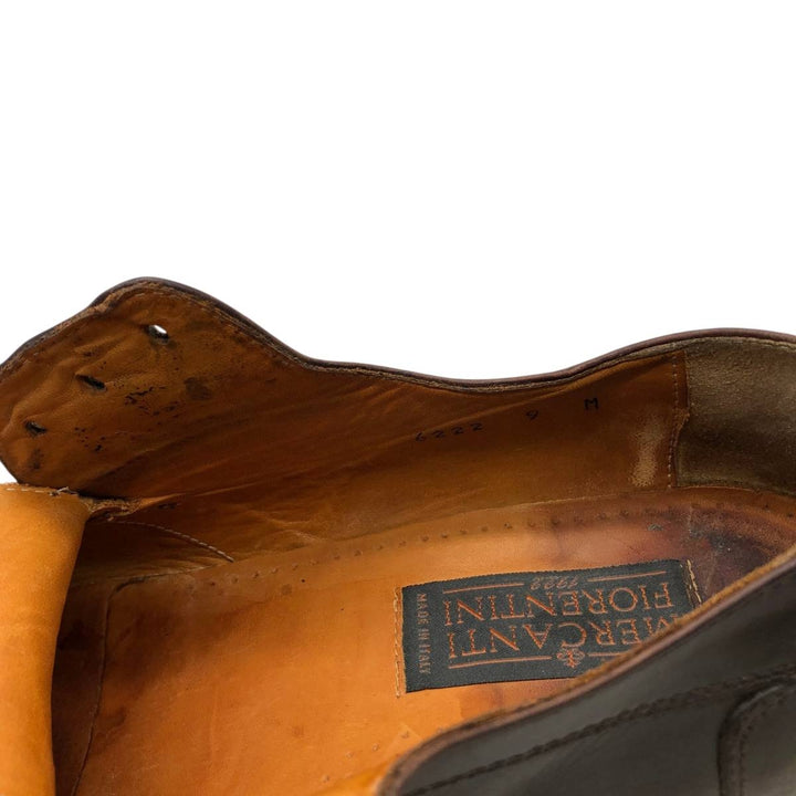 MERCANTI FIORENTINI Square Toe U-Tip Shoes, Made in Italy, Size 9M Men's 28.0cm unclear brown type Vintage Second Hand