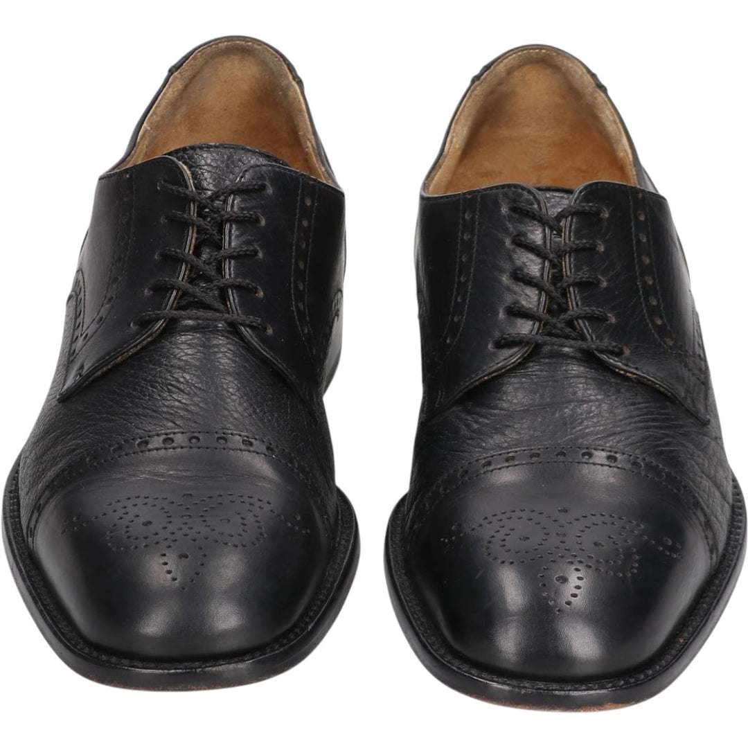 MARIO CALUGI Semi-brogue straight-tip shoes, made in Italy, size 8 1/2 Men's 26.5cm unclear black type Vintage Second Hand