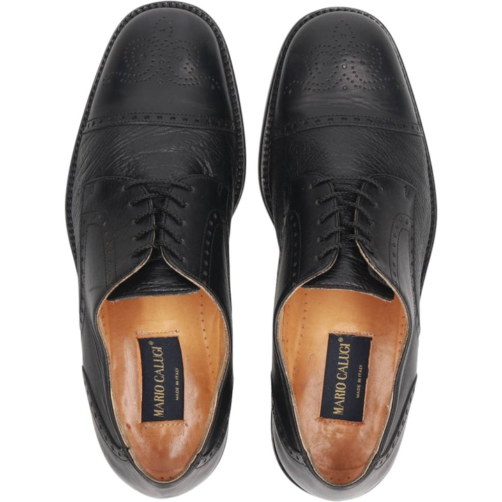 MARIO CALUGI Semi-brogue straight-tip shoes, made in Italy, size 8 1/2 Men's 26.5cm unclear black type Vintage Second Hand