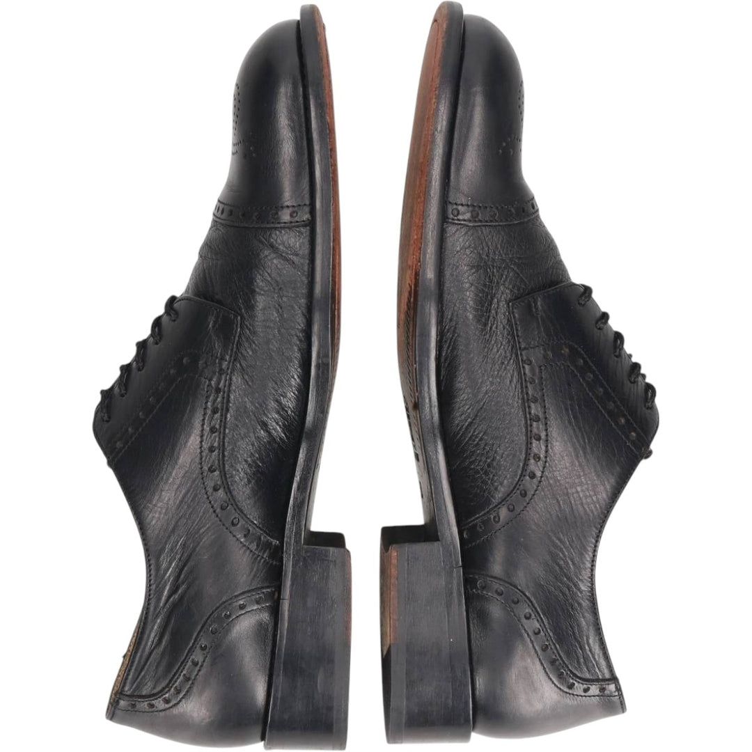 MARIO CALUGI Semi-brogue straight-tip shoes, made in Italy, size 8 1/2 Men's 26.5cm unclear black type Vintage Second Hand