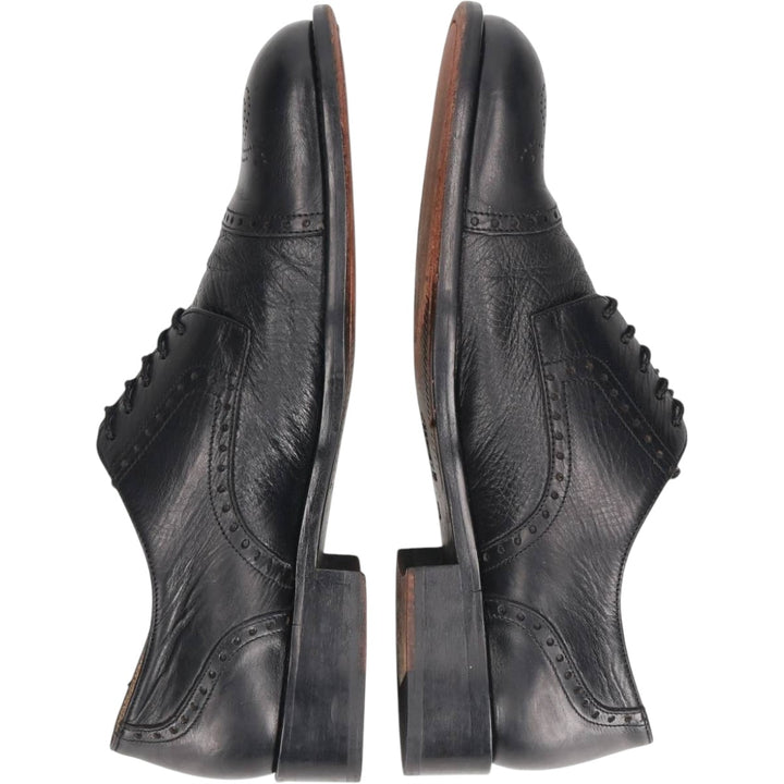 MARIO CALUGI Semi-brogue straight-tip shoes, made in Italy, size 8 1/2 Men's 26.5cm unclear black type Vintage Second Hand