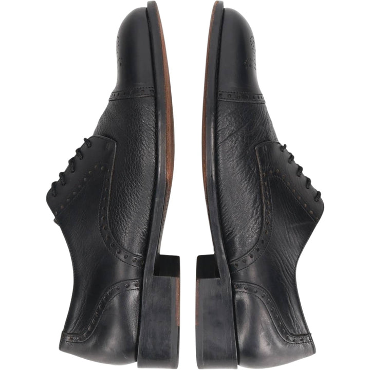 MARIO CALUGI Semi-brogue straight-tip shoes, made in Italy, size 8 1/2 Men's 26.5cm unclear black type Vintage Second Hand