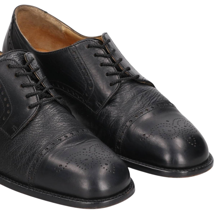 MARIO CALUGI Semi-brogue straight-tip shoes, made in Italy, size 8 1/2 Men's 26.5cm unclear black type Vintage Second Hand
