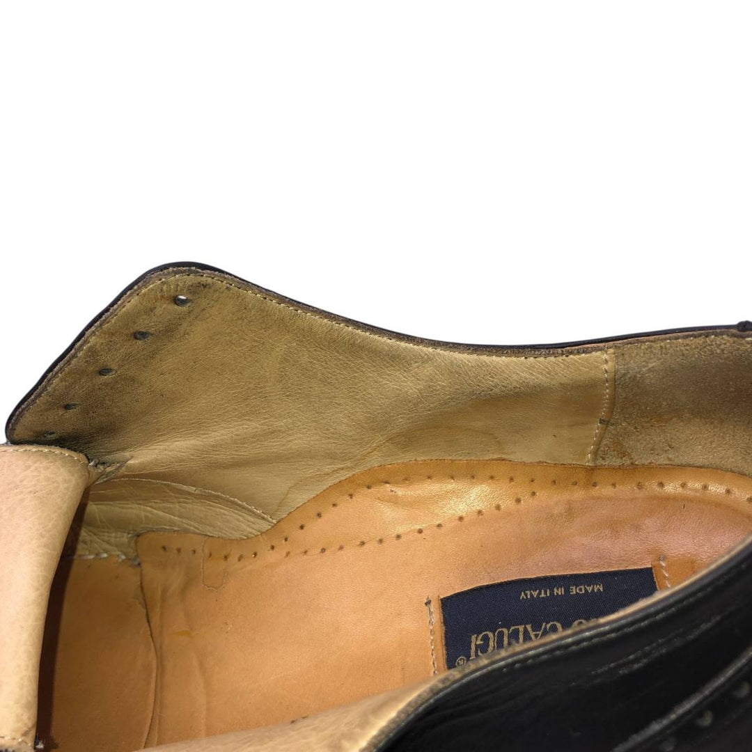 MARIO CALUGI Semi-brogue straight-tip shoes, made in Italy, size 8 1/2 Men's 26.5cm unclear black type Vintage Second Hand