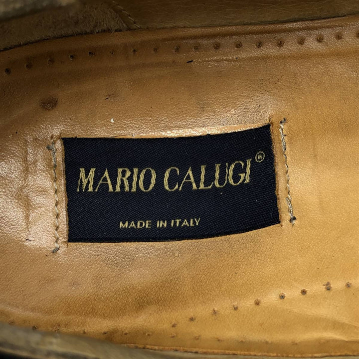 MARIO CALUGI Semi-brogue straight-tip shoes, made in Italy, size 8 1/2 Men's 26.5cm unclear black type Vintage Second Hand