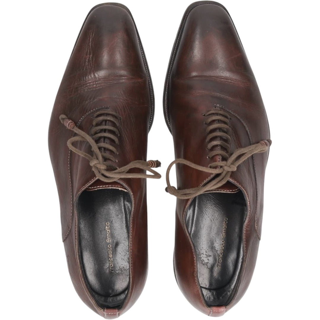 Francesco Smalto plain toe shoes, size 8 1/2 Men's 28.0cm genuine leather burgundy type Vintage Second Hand