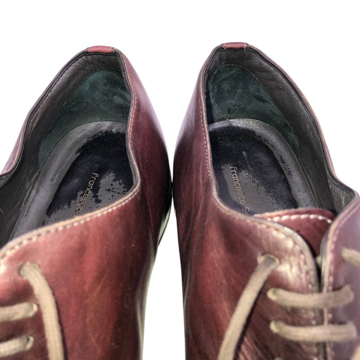 Francesco Smalto plain toe shoes, size 8 1/2 Men's 28.0cm genuine leather burgundy type Vintage Second Hand