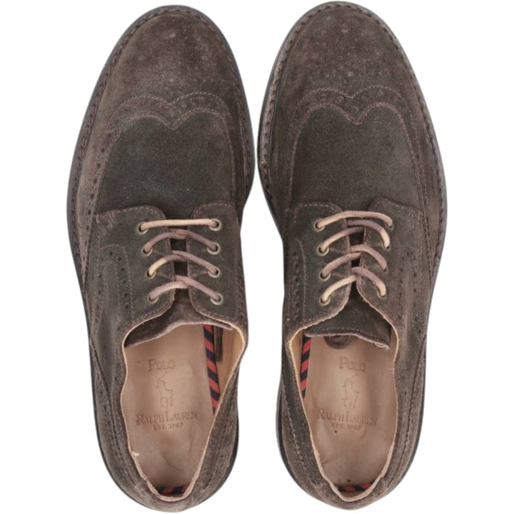 Ralph Lauren POLO RALPH LAUREN Full Brogue Wingtip Shoes, Size 7.5D Men's 25.5cm Genuine Leather Suede brown type Vintage Second Hand
