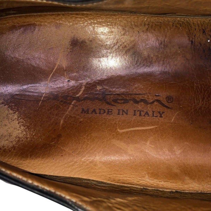 Santoni U-tip shoes, made in Italy, size D 9 Men's 27.5cm unclear black type Vintage Second Hand