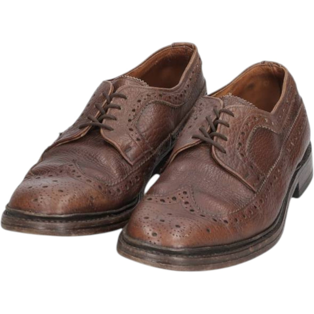 Full brogue wingtip shoes, made in England, size 9 Men's 26.5cm unclear brown type Vintage Second Hand
