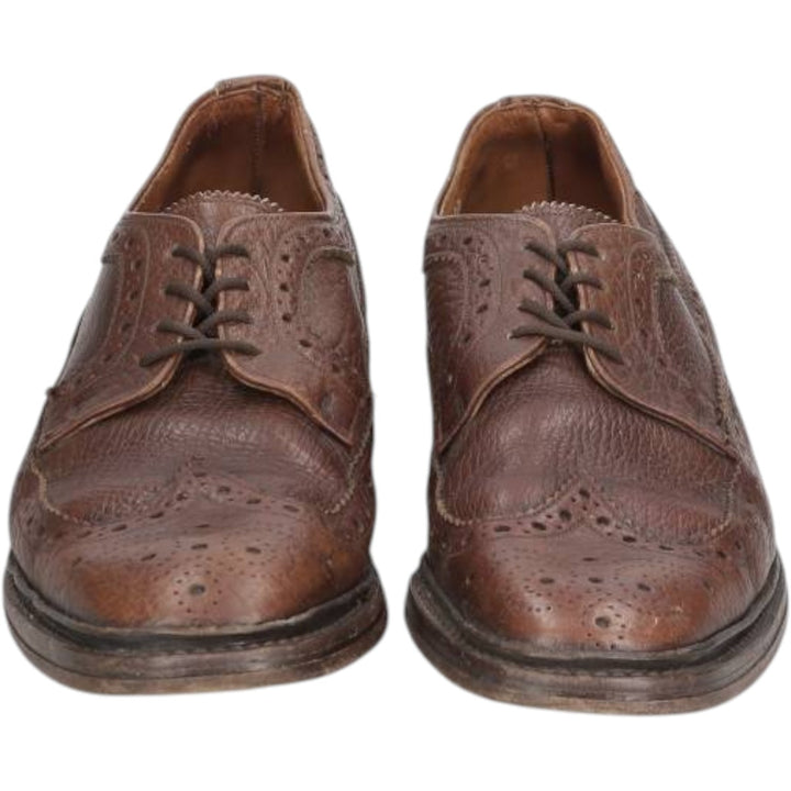 Full brogue wingtip shoes, made in England, size 9 Men's 26.5cm unclear brown type Vintage Second Hand