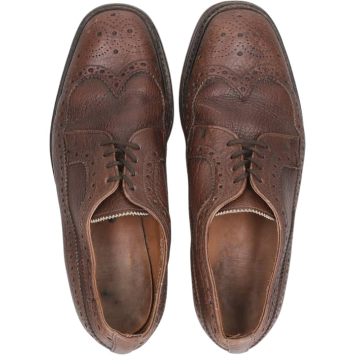 Full brogue wingtip shoes, made in England, size 9 Men's 26.5cm unclear brown type Vintage Second Hand