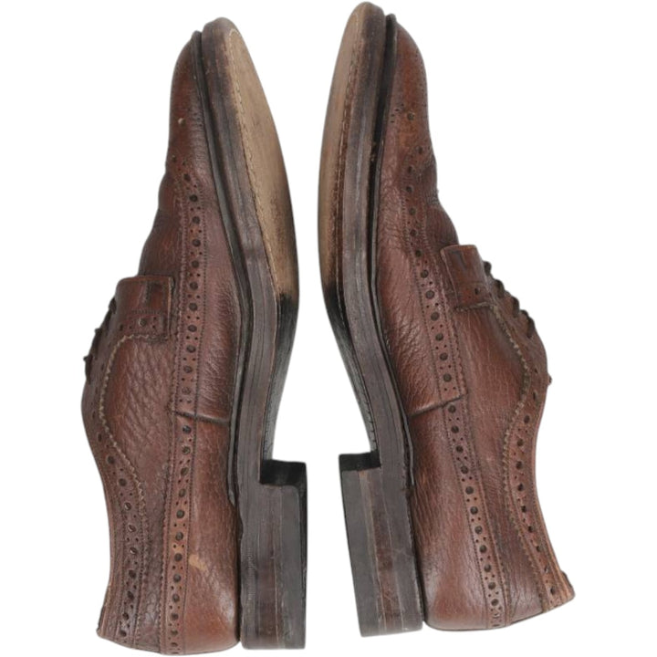 Full brogue wingtip shoes, made in England, size 9 Men's 26.5cm unclear brown type Vintage Second Hand
