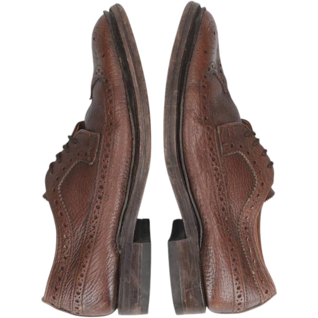 Full brogue wingtip shoes, made in England, size 9 Men's 26.5cm unclear brown type Vintage Second Hand