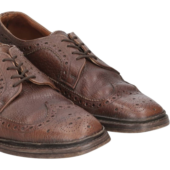 Full brogue wingtip shoes, made in England, size 9 Men's 26.5cm unclear brown type Vintage Second Hand