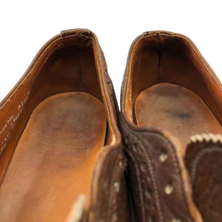 Full brogue wingtip shoes, made in England, size 9 Men's 26.5cm unclear brown type Vintage Second Hand