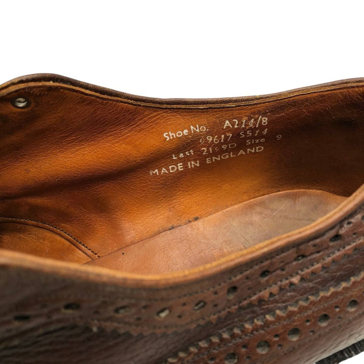 Full brogue wingtip shoes, made in England, size 9 Men's 26.5cm unclear brown type Vintage Second Hand