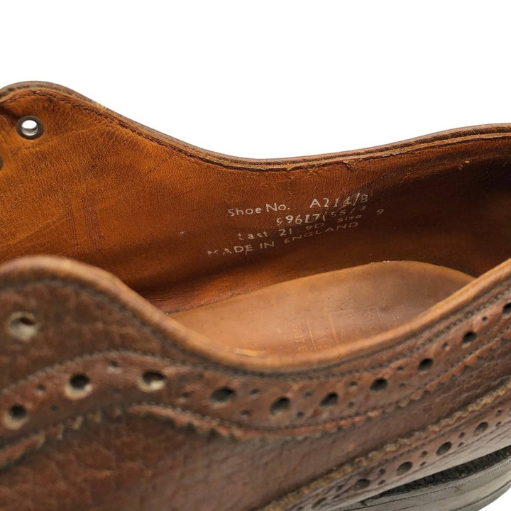 Full brogue wingtip shoes, made in England, size 9 Men's 26.5cm unclear brown type Vintage Second Hand