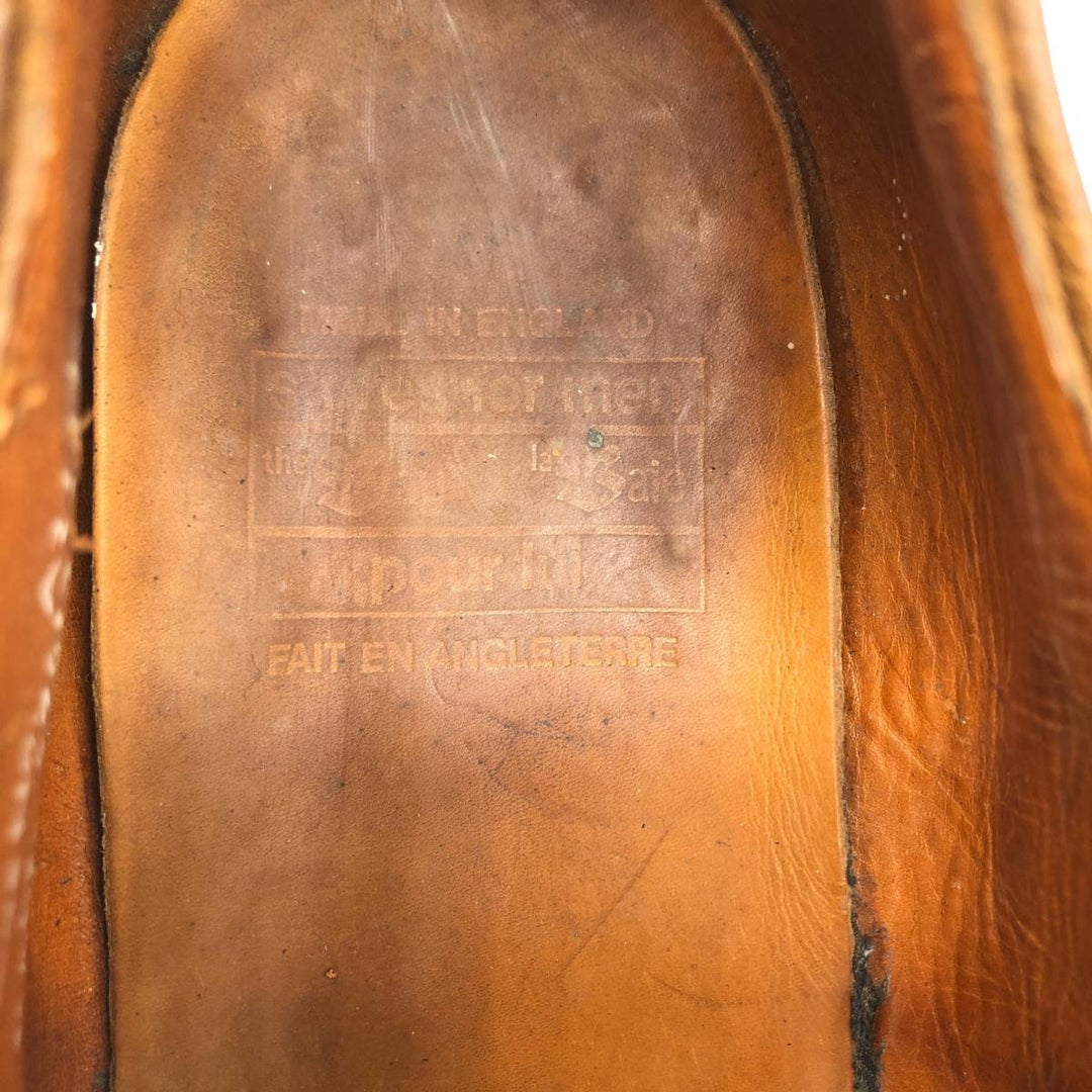 Full brogue wingtip shoes, made in England, size 9 Men's 26.5cm unclear brown type Vintage Second Hand
