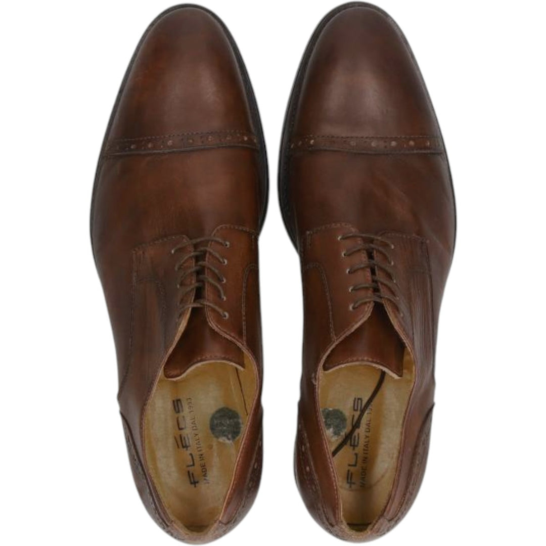 FLECS Straight Tip Shoes, Made in Italy, Size 44 Men's 27.0cm genuine leather red type reddish brown Vintage Second Hand