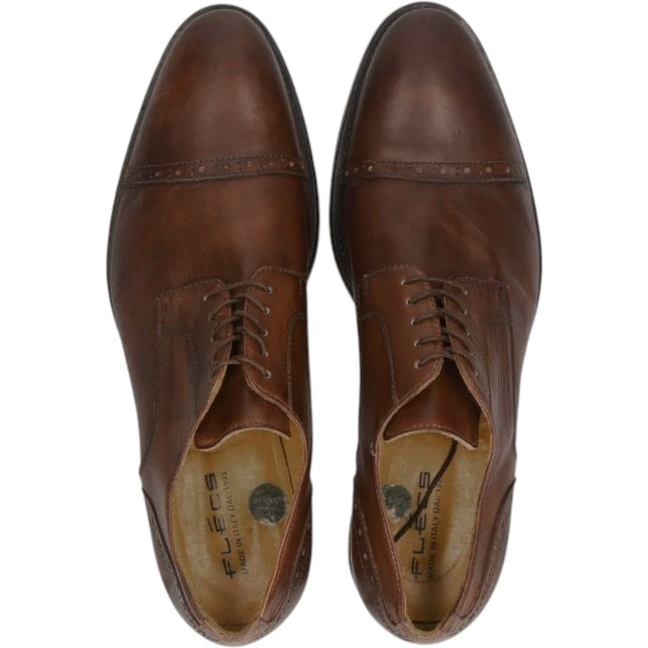 FLECS Straight Tip Shoes, Made in Italy, Size 44 Men's 27.0cm genuine leather red type reddish brown Vintage Second Hand