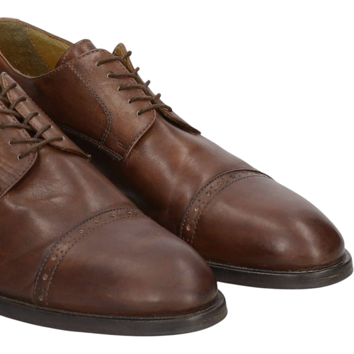 FLECS Straight Tip Shoes, Made in Italy, Size 44 Men's 27.0cm genuine leather red type reddish brown Vintage Second Hand