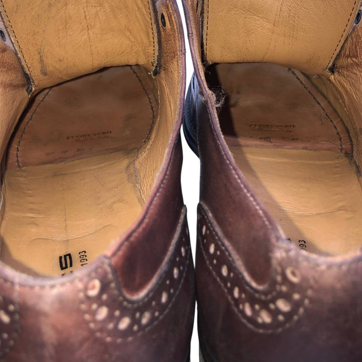 FLECS Straight Tip Shoes, Made in Italy, Size 44 Men's 27.0cm genuine leather red type reddish brown Vintage Second Hand