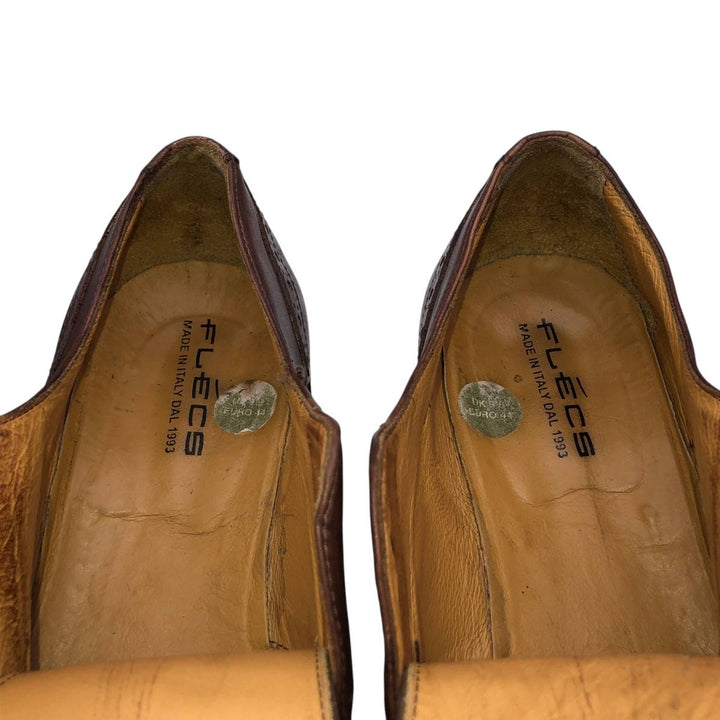 FLECS Straight Tip Shoes, Made in Italy, Size 44 Men's 27.0cm genuine leather red type reddish brown Vintage Second Hand