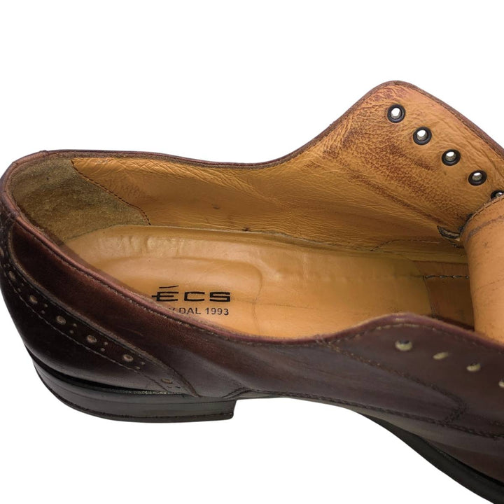 FLECS Straight Tip Shoes, Made in Italy, Size 44 Men's 27.0cm genuine leather red type reddish brown Vintage Second Hand